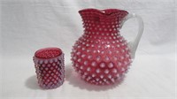 Water Pitcher 8" High Cranberry Opal Hobbs,