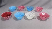 Custard Cups 2" high set of 8 in red/white./blue