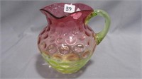 Small Pitcher 3' High cranberry cased with canary