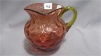 Small Pitcher 3" High Ruby cased with amber glass