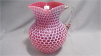 Water Pitcher 8.5" high cranberry opalescent small