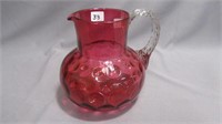 Small pitcher 5.75" high cranberry cased with