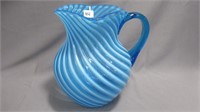 Water Pitcher 8.25" High Blue Opalescent swirl,