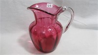 Water Pitcher 7" High Cranberry Plated with