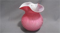 Vase 5" high shaded pink over opal glass drape