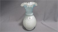 Vase 7.75" high blue top shading to crystal drape