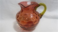 Water Pitcher 7" High Cranberry Plated with Amber