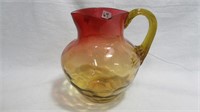 Water Pitcher 8" High Ruby Plated on Amber