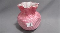 Vase 5" High pink/opal swirl pattern