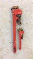 2 Red Pittsburgh pipe wrenches