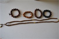 4 Antique Asian Bracelets, 1 Necklace