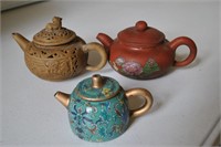 3 Lovely Antique Asian Teapots