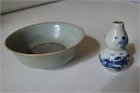 Antique Asian Bowl & Mini Bottle