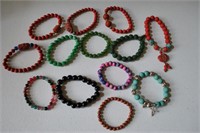 13 Antique Asian Beaded Bracelets