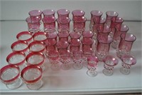 39 Pc Ruby Kings Crown Glassware Set