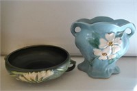 Roseville Pottery Dish & Weller Vase