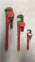 3 red Pittsburgh pipe wrenches
