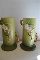 2 Roseville Vases 387-9 Apple Blossom