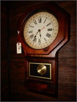 Modern Battery Operated Pine Wall Clock