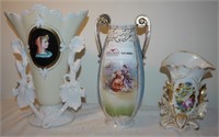 3 unmatched porcelain vase