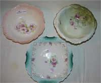 3 unmatched porcelain transfer bowls