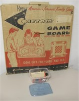 Vtg Wood Carrom Game Board & Game Pieces