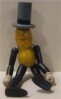 8.5" Tall Vintage Mr. Peanut Jointed Wood Toy