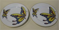 2 Fitz & Floyd Cloisonne Butterfly Plates - 7.5"