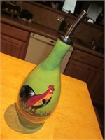 11" Rooster Decorated Oil Bottle