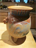 13" Hand Made Hand Painted Mexican Pot