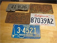 5 Assorted Vintage License Plates