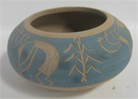 Kokopelli Decorated Native Style Ceramic Bowl
