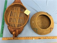 Lot of 2:  Mandarin duck bowl split bamboo steamer
