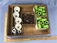 Box lot with small round sandpaper, drill accessor