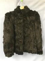 Ladies medium black rabbit fur coat, hip length