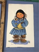 Original Joan Kickbush, matted and framed, native