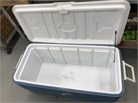 Large blue Coleman cooler, with handles on side, c