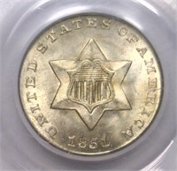 1851 Three Cent Silver PCGS MS66 CAC