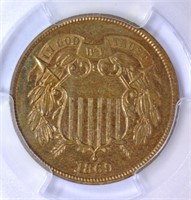 1869 Two Cent Piece Proof PCGS PR64RB CAC