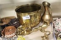 BRASS LOT - PLANTER - PITCHER - CANDLE SCONCE