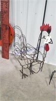 Wire formed rooster plant stand, 30" tall