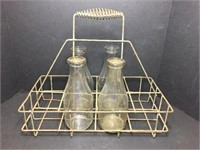 Vintage Metal Milk Bottle Carrier
