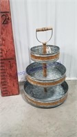 Galvanized 3-tiered tray stand