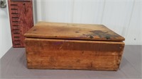 Wooden box with hinged lid