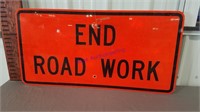 End road work sign