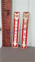 Fire blanket and fire hose signs