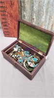Jewelry box w/ mostly turquoise jewelry