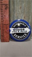 Dodge Cars & Trucks round tin sign, 15.5"