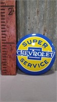 Chevrolet Super Service round tin sign, 15.5"