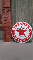 Texaco Gasoline-Motor Oil round tin sign, 15.5"